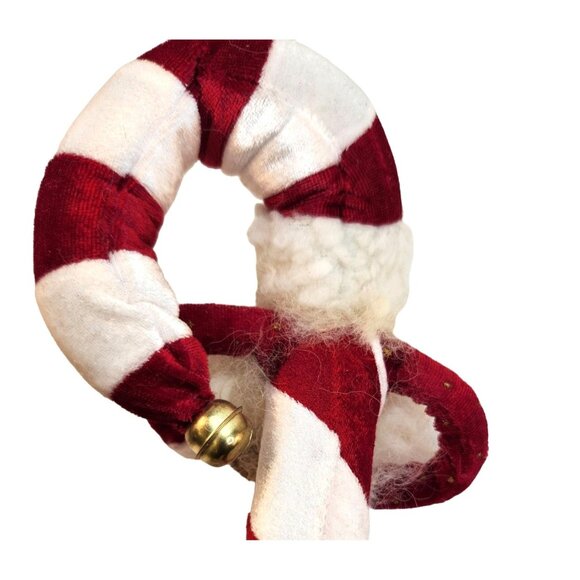 14" Santa Claus Candy Cane Ornament Glitter Details & Bell Vintage Realistic Fac - Picture 9 of 11